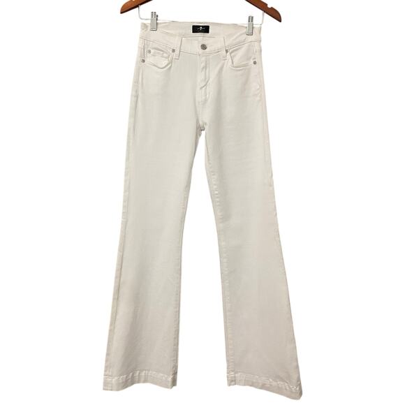 7 For All Mankind Tailorless Dojo Jeans US 26 White 7 Logo Pocket Flare Denim - Picture 5 of 14